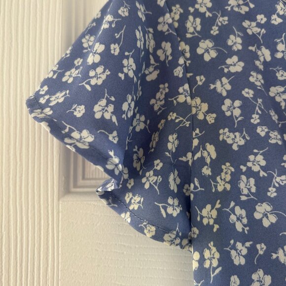 Sienna Sky Light Blue Floral Short Sleeve Chiffon Long Dress - Picture 7 of 7